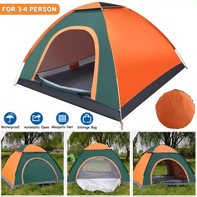 3-4 Person Man Family Tent Instant Pop Up Tent Outdoor Camping Hiking Festival • $33.98