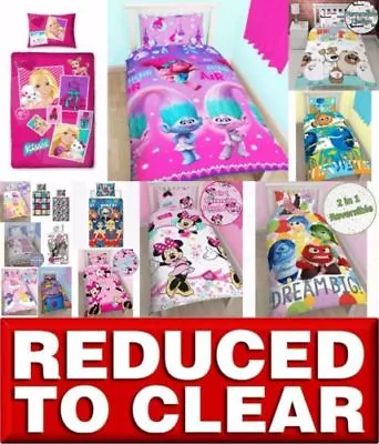 SINGLE SIZE BED Disney Character Girls Kids Bedding Duvet Cover Pillowcase Set • £11.50