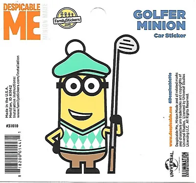 Despicable Me Golfer Minion Figure Peel Off Car Sticker Decal NEW UNUSED • $2.99