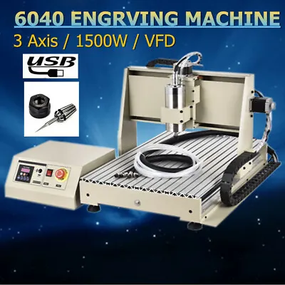  3 Axis 6040 Cnc Router Engraver Milling Drilling Machine 1.5kw Vfd + Controller • $1059