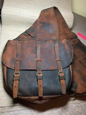 Western Saddle Bag In Vintage Look On Dark Brown Oiled Leather For Horse (kGN) • $170.67