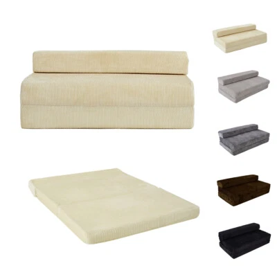 £69.99 • Buy Jumbo Cord Double Chair Sofa Z Bed Seat Foam Fold Out Futon Sofa Guest Mattress