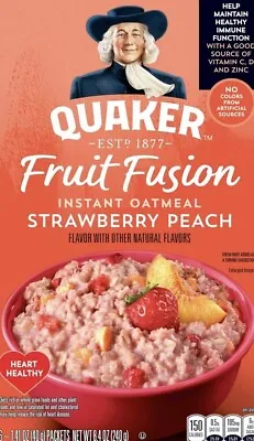 QUAKER Instant Oatmeal Fruit Fusion Strawberry Peach ( 6 ) 1.41 Oz Packets • $17.99