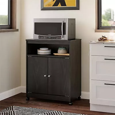 Rolling Microwave Oven Utility Cart Stand Cabinet Storage Sturdy Kitchen Black • $74.09