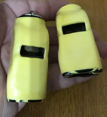 Vintage Pair Of 2 Metal Rubber Coated Yellow Whistles • $4.99