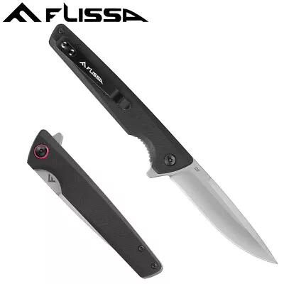 FLISSA Pocket Knife Folding EDC Knife G10 Handle 4  D2 Blade For Outdoors Hiking • $27.99