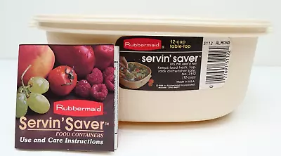 Vtg '84 Rubbermaid 12-Cup Table-Top Servin Saver No.3112 Almond 9.5 X4  USA NOS • $34.99