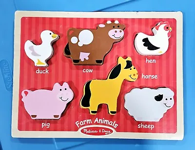 Melissa & Doug  My First CHUNKY PUZZLE Wooden FARM ANIMALS Used. • $5