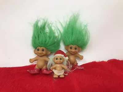 Lot Of 3 Vintage Christmas RUSS Merry Little Elves Santa Troll Dolls • $16.90