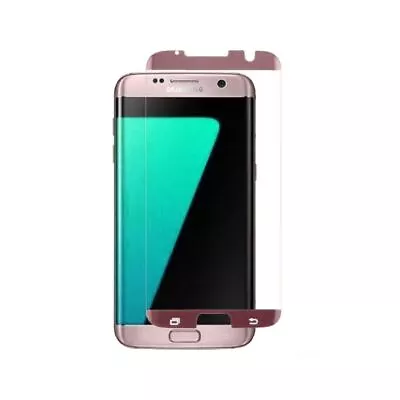 Samsung Galaxy S7 Edge Case Friendly Tempered Glass Screen Protector Pink Trim • £3.70