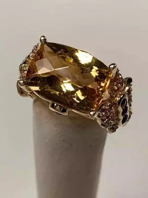 RARE Victoria Wieck 14K Yellow Gold Madeira Citrine And Amethyst Butterfly Ring • £680.21