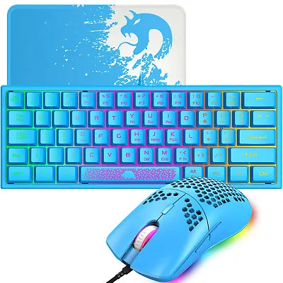 AU 60% Gaming Keyboard Mouse +Mice Set Wired 62 Keys RGB Backlit For PC PS4 Xbox • $45.89