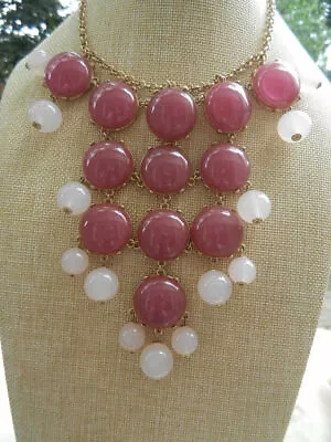 NWT $98 J. Crew Lucite Cabochon Pink Bubble Statement Bib Collar Necklace GIFT • $19.97