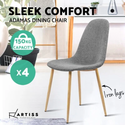 $159.95 • Buy Artiss Dining Chairs Kitchen Chair Fabric Velvet Seat Cafe Modern Grey X4