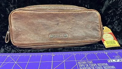 NEW-  W/TAGS Fossil Soft Leather Travel Toiletry Bag Shaving Dopp Wide Mouth • $19.96