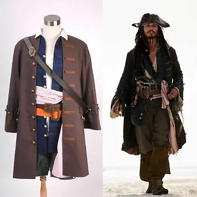 Pirates Of The Caribbean Jack Sparrow Costume Cosplay Set Halloween DHL • $282.14