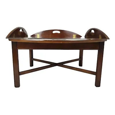 Vintage Lane Drop Leaf Coffee Table Butler Tray Top Solid Cherry Chippendale • $425