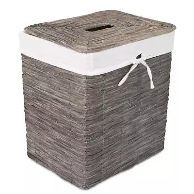 BirdRock Home Laundry Hamper 21 X17.5 X15  Grey Rustic Woven Wood Peel W/Lid • $109.27