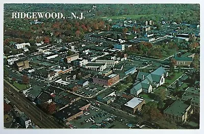 $9.99 • Buy NJ Postcard 1969 Ridgewood New Jersey Aerial View Downtown Train RR Track Bergen
