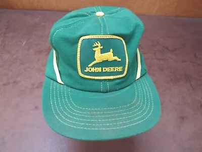 Vintage USA John Deere JD Tractor Farm Green Yellow Hat Trucker Patch Swingster • $44.68