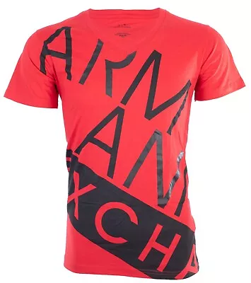ARMANI EXCHANGE Red Black BIAS Short Sleeve Slim Fit Designer V-neck T-shirt NWT • $24.99