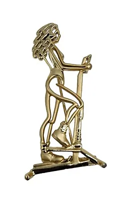 Vintage Gold Tone Fitness Stair Climber Workout Exercise Aerobics 80s Brooch Pin • $15.29