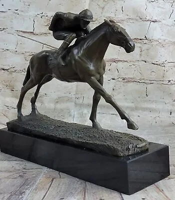 Original Milo Signed Bronze Sculpture Statue Of Jockey Race Horse Office Trophy • $149.50