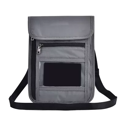 UK Gray Multi Function Travel Passport Cover Neck Bag Protector Wallet ID N • £12.24