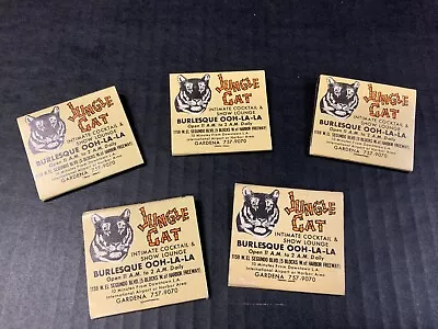 Rare (5) Mint Full Matchbooks Jungle Cat Burlesque Show “Ooh La La” Gardena CA • $15.99