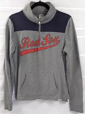 Victorias Secret Pink M Red Sox Spellout Colorblock Quarter Zip Pullover MLB • $22.50