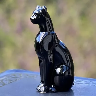 Baccarat Fine Crystal Egyptian Black Cat Figurine Made In France Vtg Signed • $249.95