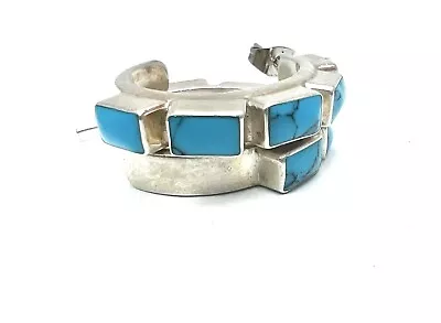 Vintage 925 Mexico Sterling Silver And Turquoise Earrings • $129.95