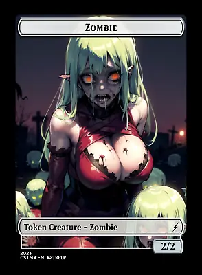 MTG Token Custom Anime Waifu Zombie 2/2 Token- Custom Token By TRPLP • $4.99