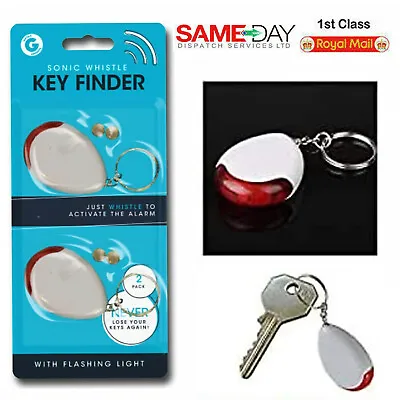 2pk Sonic Whistle Lost Key Finder Flashing Beeping Locator Remote LED Batteries • £8.97