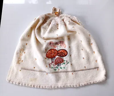 Vintage Mushroom Hanging  Dish Towel  Mushroom Applique • $12.99