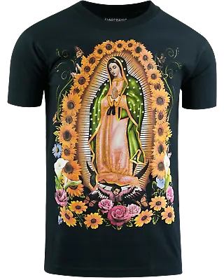 ShirtBANC Mens Graphic Shirt Virgen De Guadalupe Tshirt Sunflower Virgin Mary • $23.95