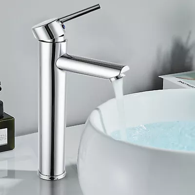 £34.89 • Buy Modern Bathroom High Rise Countertop Basin Mixer Tap Tall Chrome Solid Brass