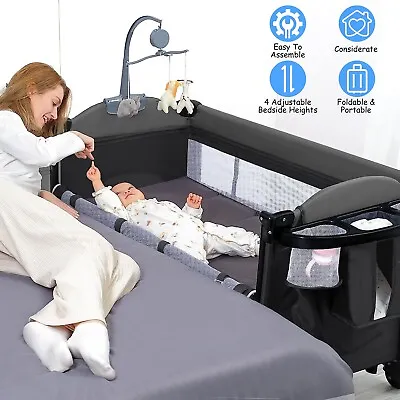 6 In 1 Portable Baby Infant Bassinet Crib Sleeper With Music Toy Mosquito Net • $138.08