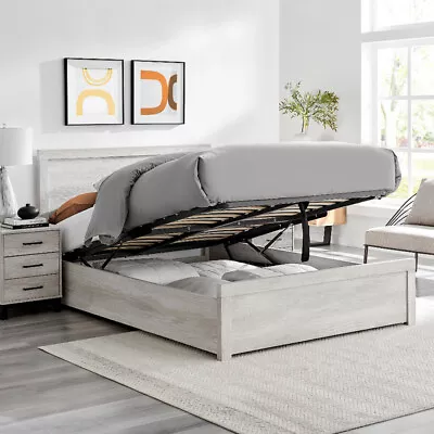 Grey Ottoman Bed Rodley Grey Oak Wooden Ottoman Storage Bed 4ft6 5ft • £349.99