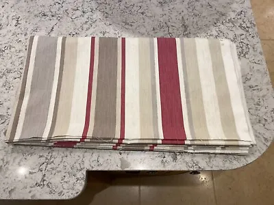 Laura Ashley Fabric - Awning Stripe - Raspberry & Beige - 6.4 Mtrs • £79