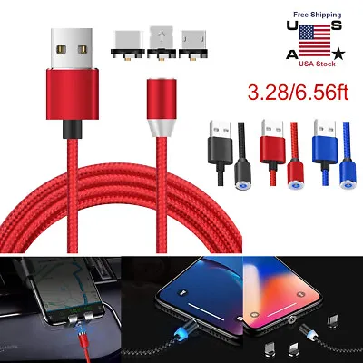 Magnetic Charger Led Cable For Type-C Micro Usb IPhone Android Rapid Load • $5.20