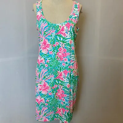 Lilly Pulitzer Dress S M L XL Leaf It Wild Newberri Tank Dress Pink • $74.99