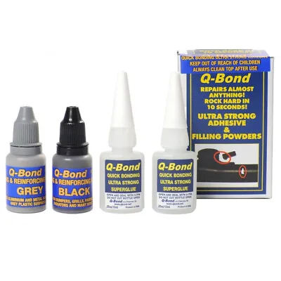 Q Bond Ultra Strong Adhesive Super Glue Repair Kit Chemical Metal Plastic Filler • £14.95