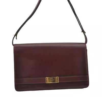 Authentic Christian Dior Vintage Shoulder Hand Bag Leather Bordeaux Junk 0936J • $0.99