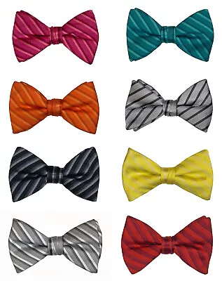 $9.97 • Buy Boys Striped Bow Tie Adjustable Pre-Tied Silver Red Green Blue Pink Purple Black