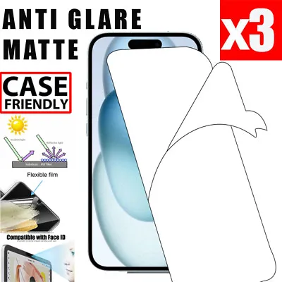 3x Antiglare Matte Hydrogel Screen Protector For IPhone 15/15+/15 Pro/15 Pro MAX • $11.99