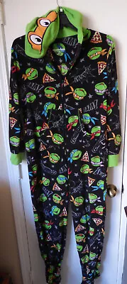 $17.50 • Buy Nickelodeon TMNT Teenage Mutant Ninja Turtles Hooded Footed Pajamas Size M 8-10