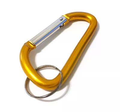 6pc 3  Aluminum Carabiner D Shape Buckle Pack Spring Snap Keychain Clip Hook YLW • $7.99