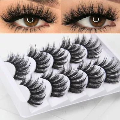 $5.42 • Buy 5Pairs 3D Mink Handmade Fake Eyelashes Natural Long Wispy Makeup False Lashes