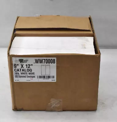 500 Pack Gummed Envelopes 9  X 12  White Wove Catalog 28lb Size WW70008 • $61.99